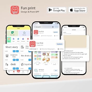 Cabaro Mini Printer Sticker Thermal Printer with 3 Rolls Paper, Bluetooth Portable Phone Print Pods,Study Sticker Maker for Pictures, Photos, Journals, DIY, Compatible with Phone & Tablet