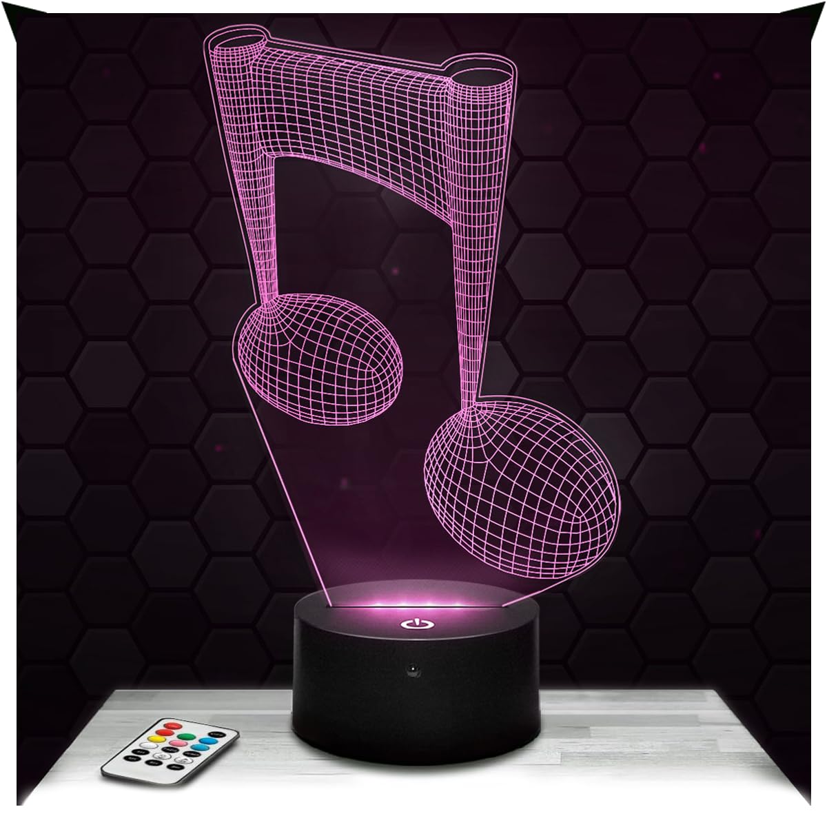 Lampephoto.fr - Music Note 3D Lamp Night Light 3D LED Illusion, Christmas, Gift idea for Boys and Girls, Night Light for Children's or Adult's Bedroom, Gifts Merchandising