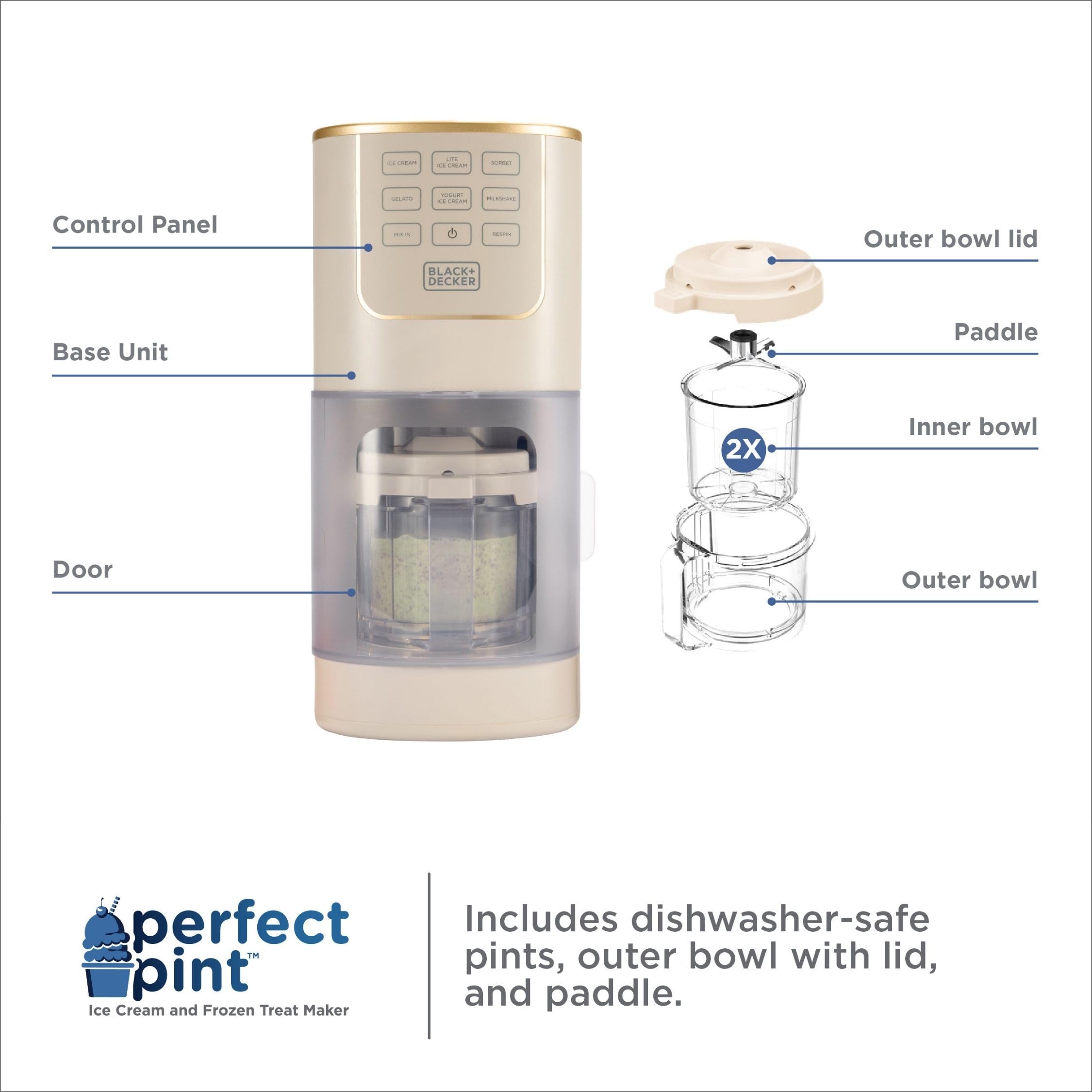 BLACK+DECKER Ice Cream Maker - Make Custom Treats -9 BLACK+DECKER Ice Cream Maker - Make Custom Treats -9