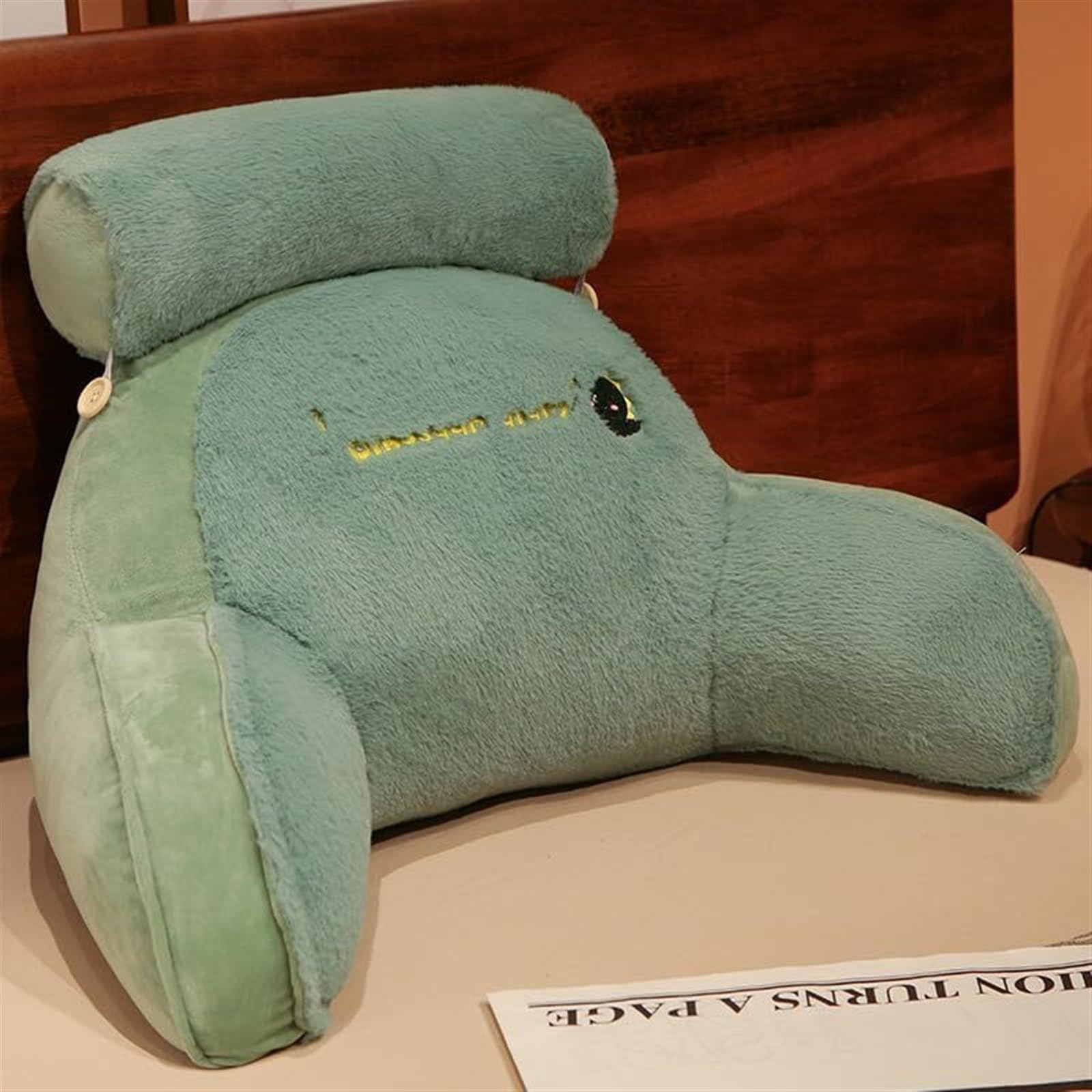MYXJX back support cushion, Bed Rest Lumbar Support Cushion Breathable Seat Relax Pillow with Arm(Green)