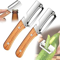 2PCS Edelstahl Gemüseschäler, 2026 Neu Sparschäler, Multifunktionaler Gemüseschäler für Die Küche, 2 in 1 Kartoffelschäler mit Flaschenöffner, Universalschäler Schäler Gemüse für Tomaten Obst (2PC)