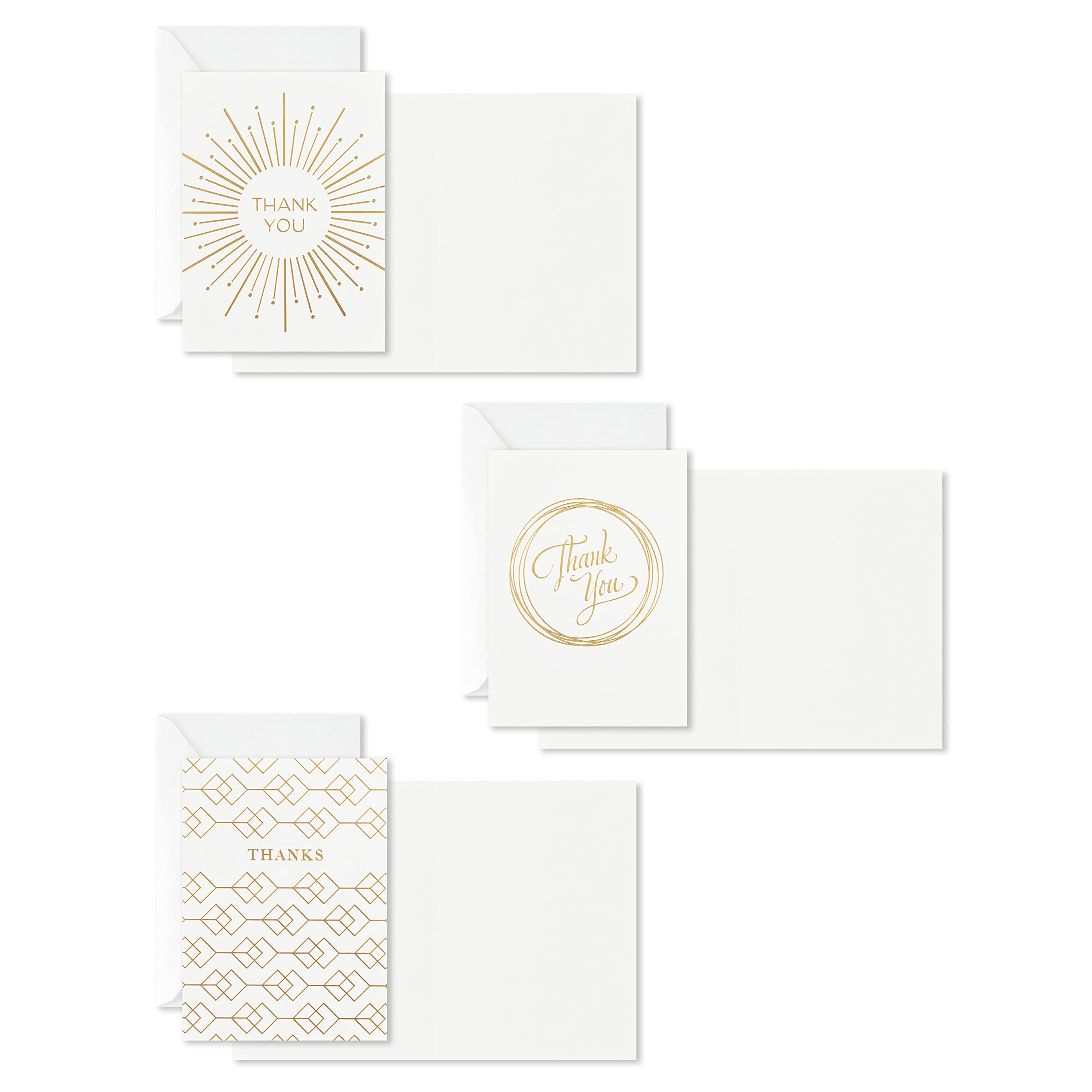 Hallmark Biglietti di ringraziamento in scatola - lamina d'oro, bianco