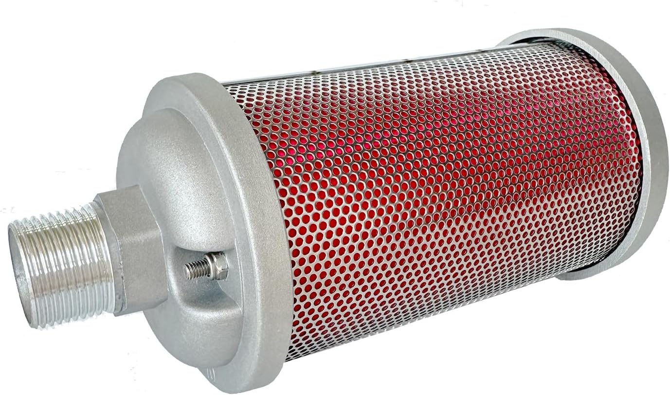 M10 XY-10 Air Compressor Muffler 1" NPT Male, Air Exhaust Muffler Silencer for Compressor Dryer Compressed Air Equipment and Systems, Single Chamber 145 PSI, Replacement Part for 0111010