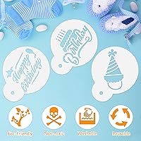 Vista 3 de 20 piezas de plantillas de galletas para cumpleaños, plantillas de galletas para decorar para cumpleaños, moldes reutilizables para pastel de café