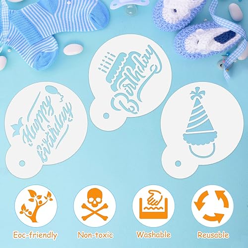 Miniatura 3 de 20 piezas de plantillas de galletas para cumpleaños, plantillas de galletas para decorar para cumpleaños, moldes reutilizables para pastel de café,