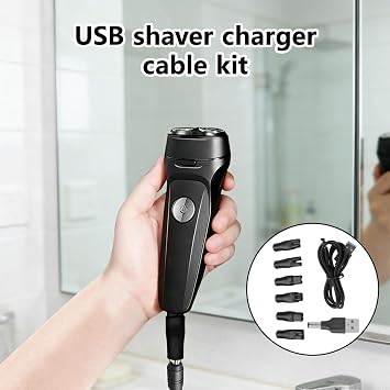 8PCS USB Shaver Charger Cable Kit, 5V Universal Electric Razor Charging Cable Replacement for Hair Clippers Beard Trimmers Shavers Beauty Instruments Desk Lamps Water Flosser - Black