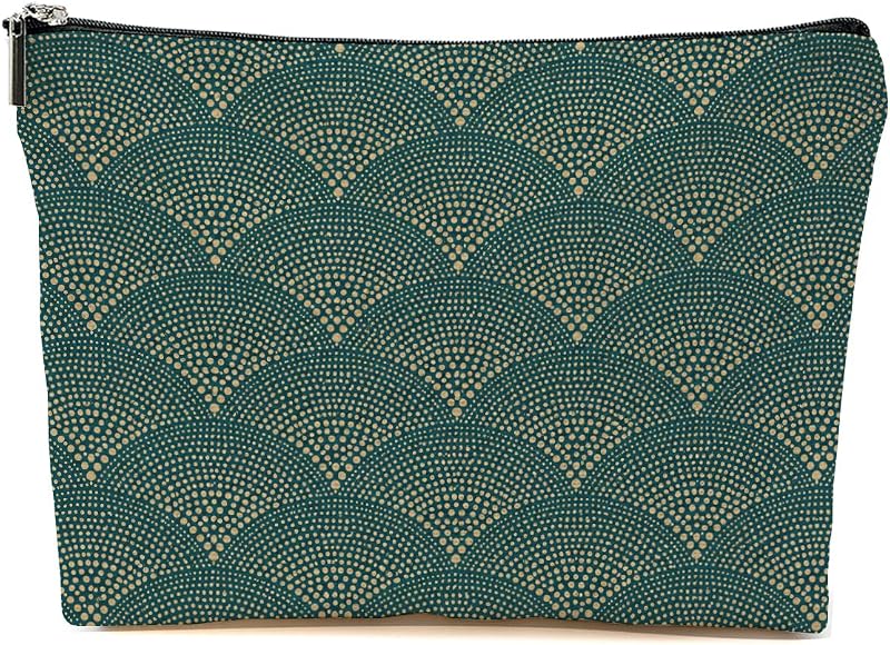Necessaire de maquiagem Blue Leaves multicolorida 1518 com zíper
