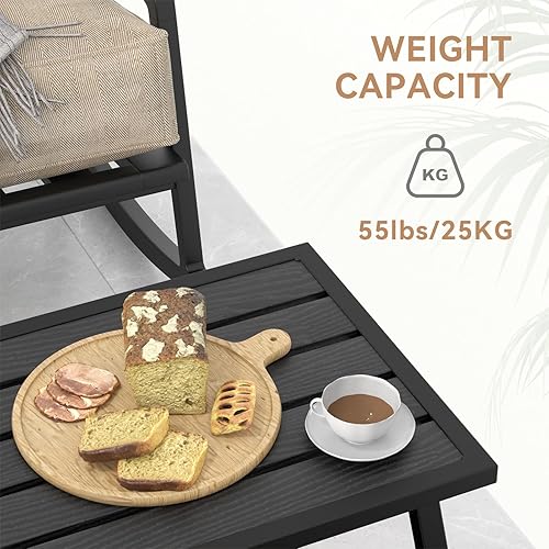 Miniatura 4 de C-Hopetree Mesa auxiliar de centro de metal pequeña para patio exterior, rectangular, color negro