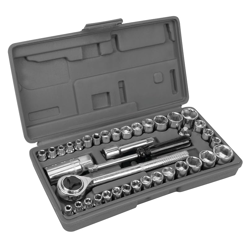 Jogo de Soquetes e Chaves de Soquete Performance Tool W1173 com 40 Peças SAE e Métricas
