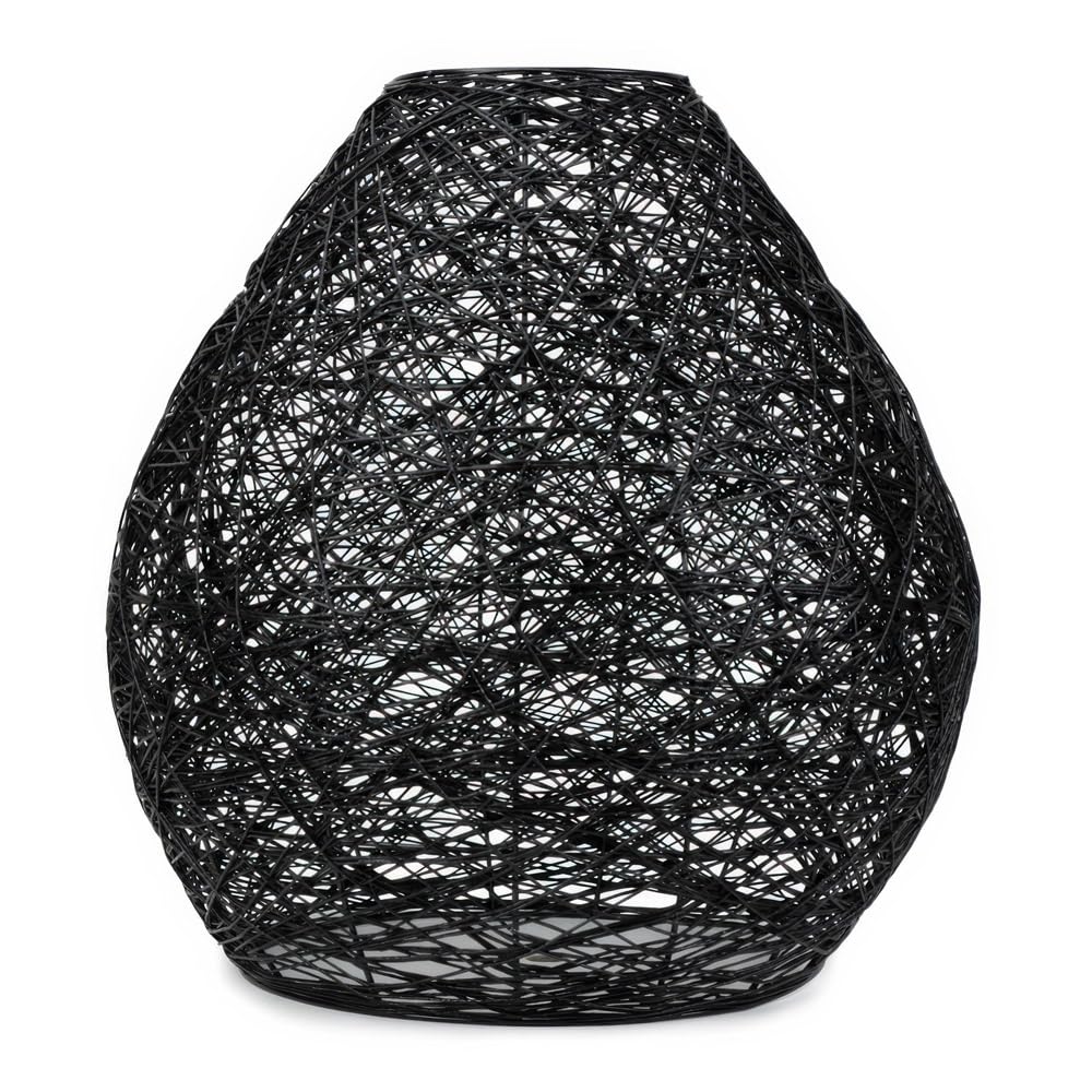 Valuelights Including Bulb | Large Easy Fit Rattan Lampshade Black Paper Rope Ceiling Pendant Light Shade | Lamp Shades, Home Décor & Improvement Essential | Includes Bulb | 350Mm Shade Width