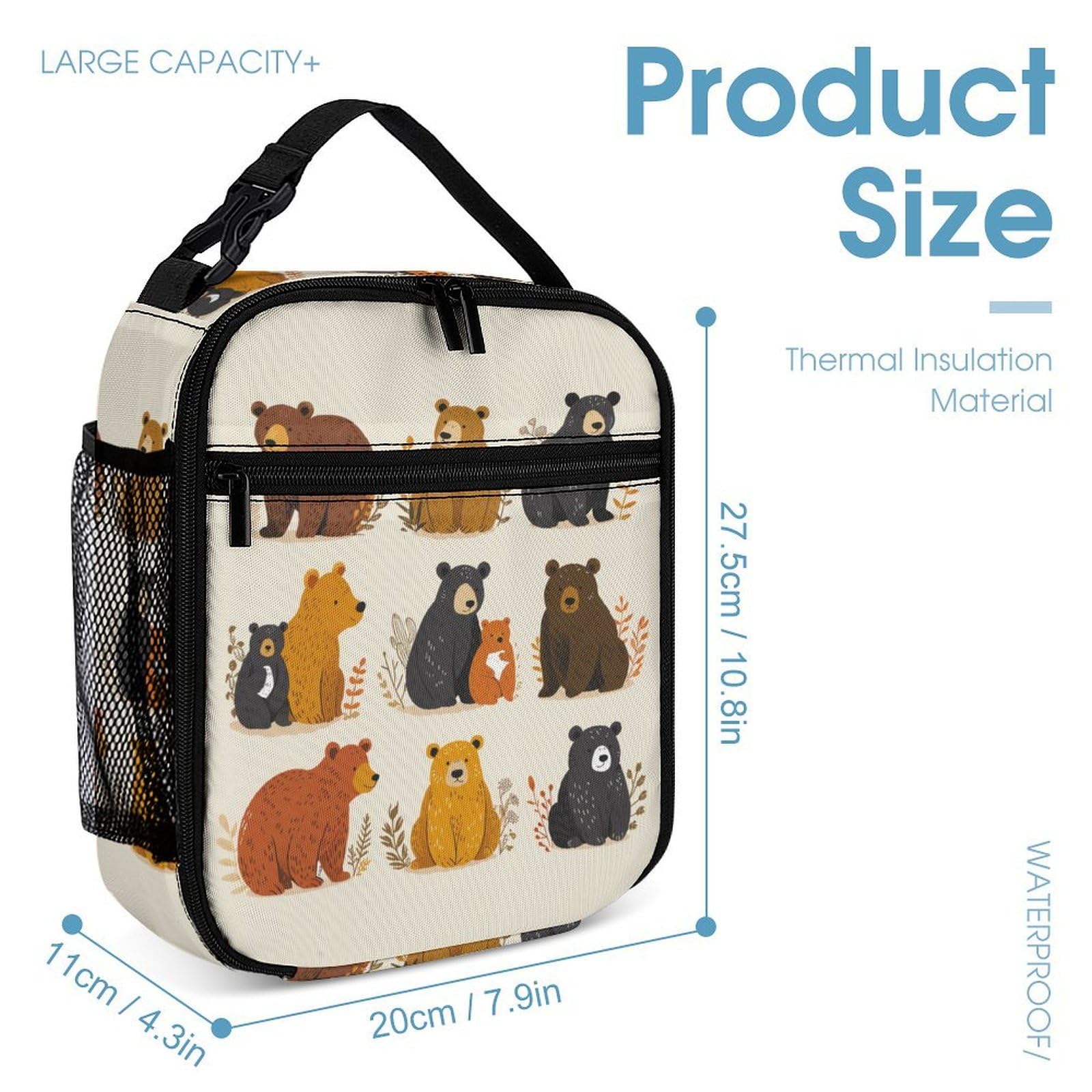 Mochila Infantil Oso para Niños 3 Piezas con Lonchera y Estuche, Mochila Escolar Estampado de Animales Niña 6-10 Años, Regalo de Cumpleaños para Escuela