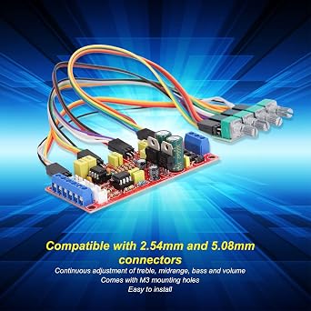 NE5532 Preamplifier PCB Volume Control Board with Treble Midrange Bass Tones, Audio Component Amplifier Module for Stereo Sound Systems