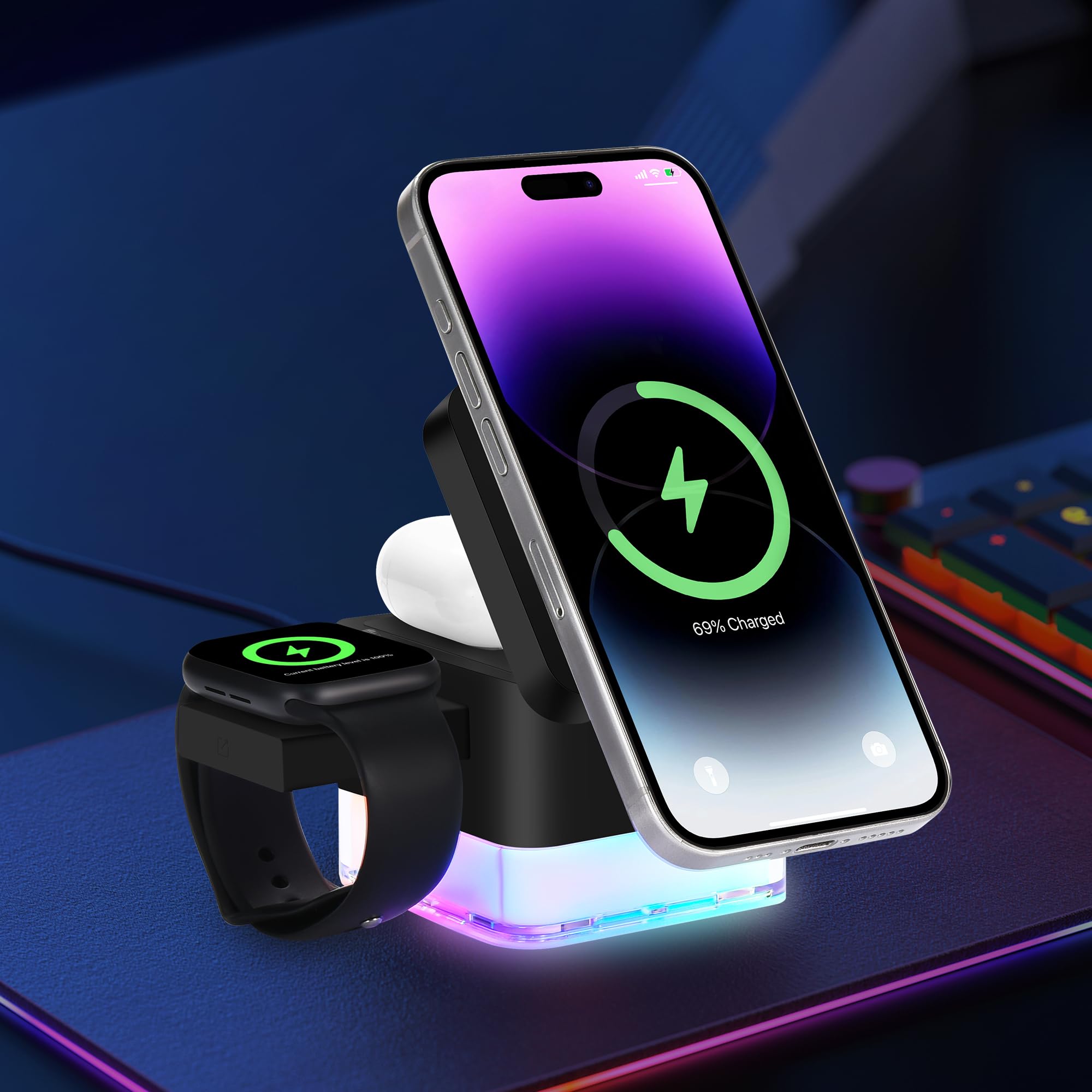 Wireless Charger In Apple Charging Station Cube Nightlight