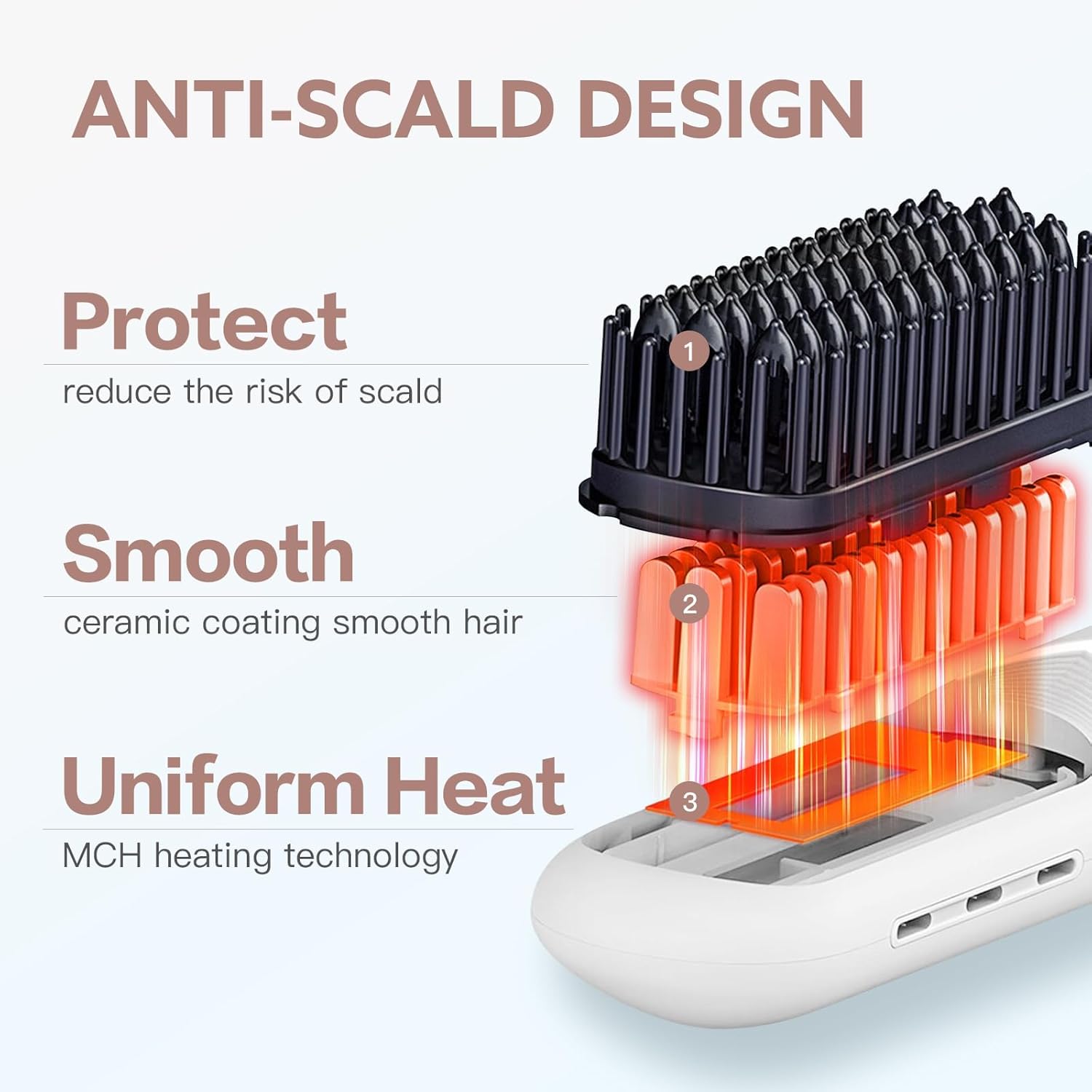 Cordless Hair Straightener Brush - [200M Negative Ions] Webeauty Portable Straightening Brush for Women, Fast Heating Straightener Mini Travel Europe Dual Voltage Car Outdoor USB Rechargeable, White - Image 7