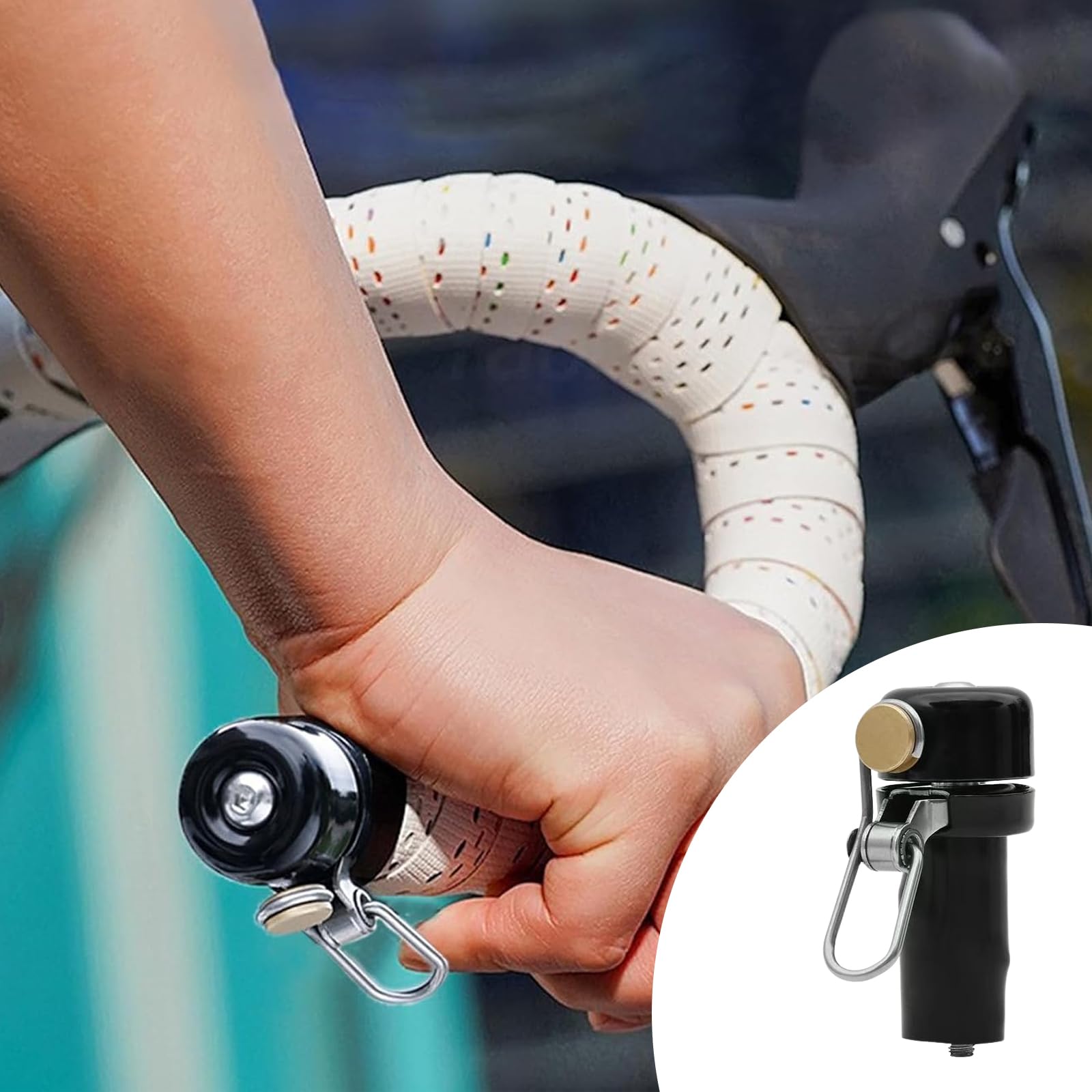 Campanello per bicicletta da strada, campanello per bicicletta, 2 in 1 mini campanello, compatibile con manubrio da 22,2 mm, campanello potente con suono chiaro e potente, per mountain bike e
