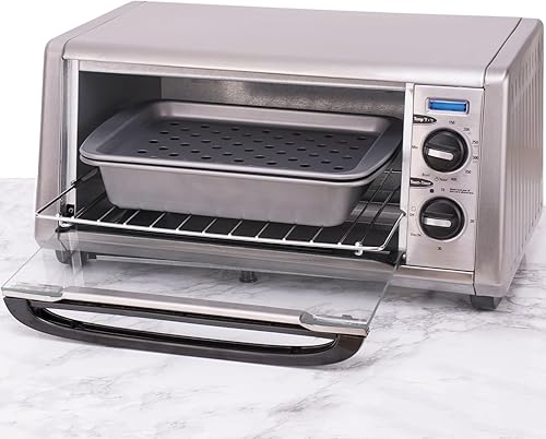 Miniatura 6 de OvenStuff Horno tostador antiadherente para hornear, asar y asar, 6.5 x 1.8 x 8.5 pulgadas, juego de 2 piezas, gris