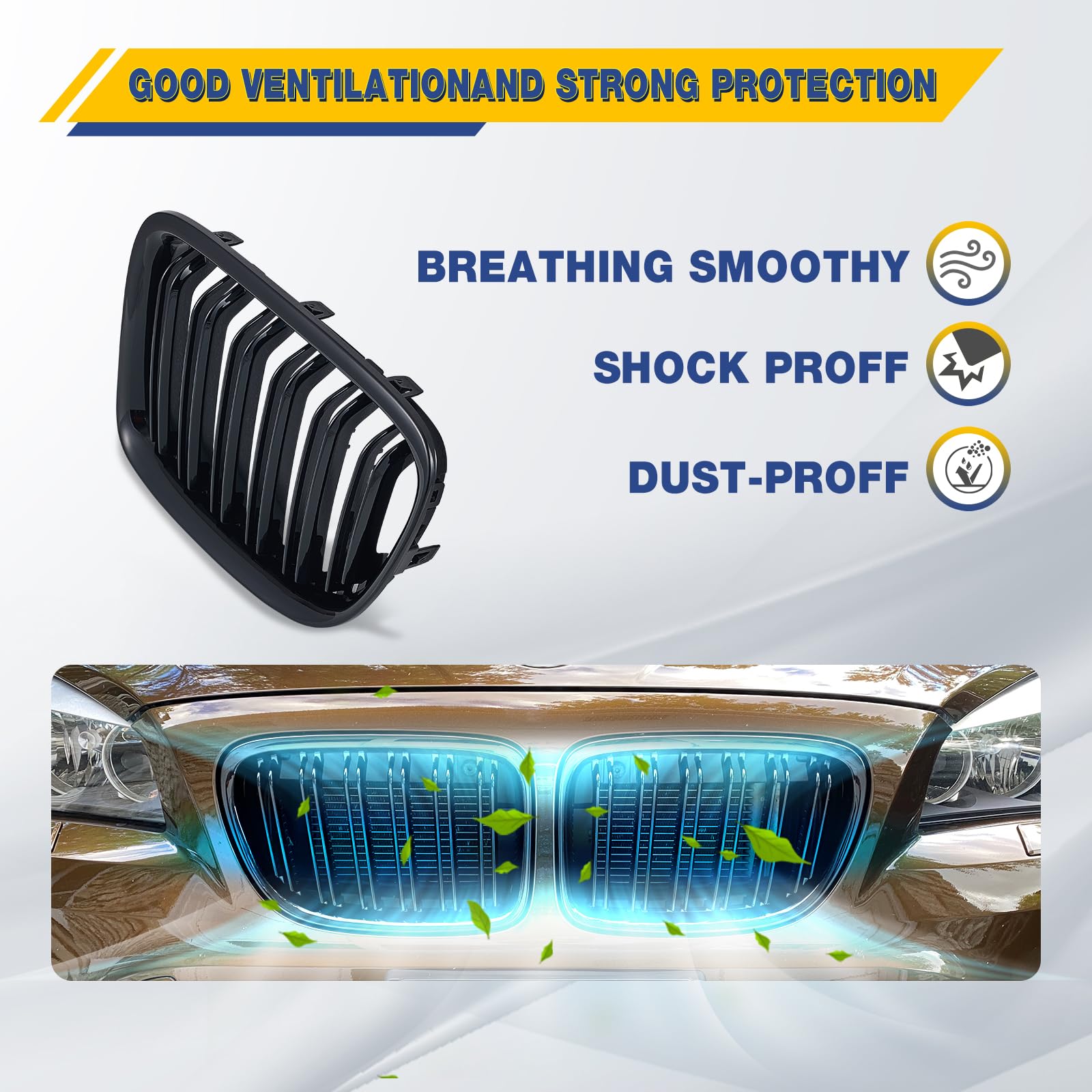 Adatto per BMW X1 E84 Sport 2009-2015 Doppio Ponte Anteriore Rene Griglia Nera Lucida Anteriore Doppia Griglia Sinistra Destra