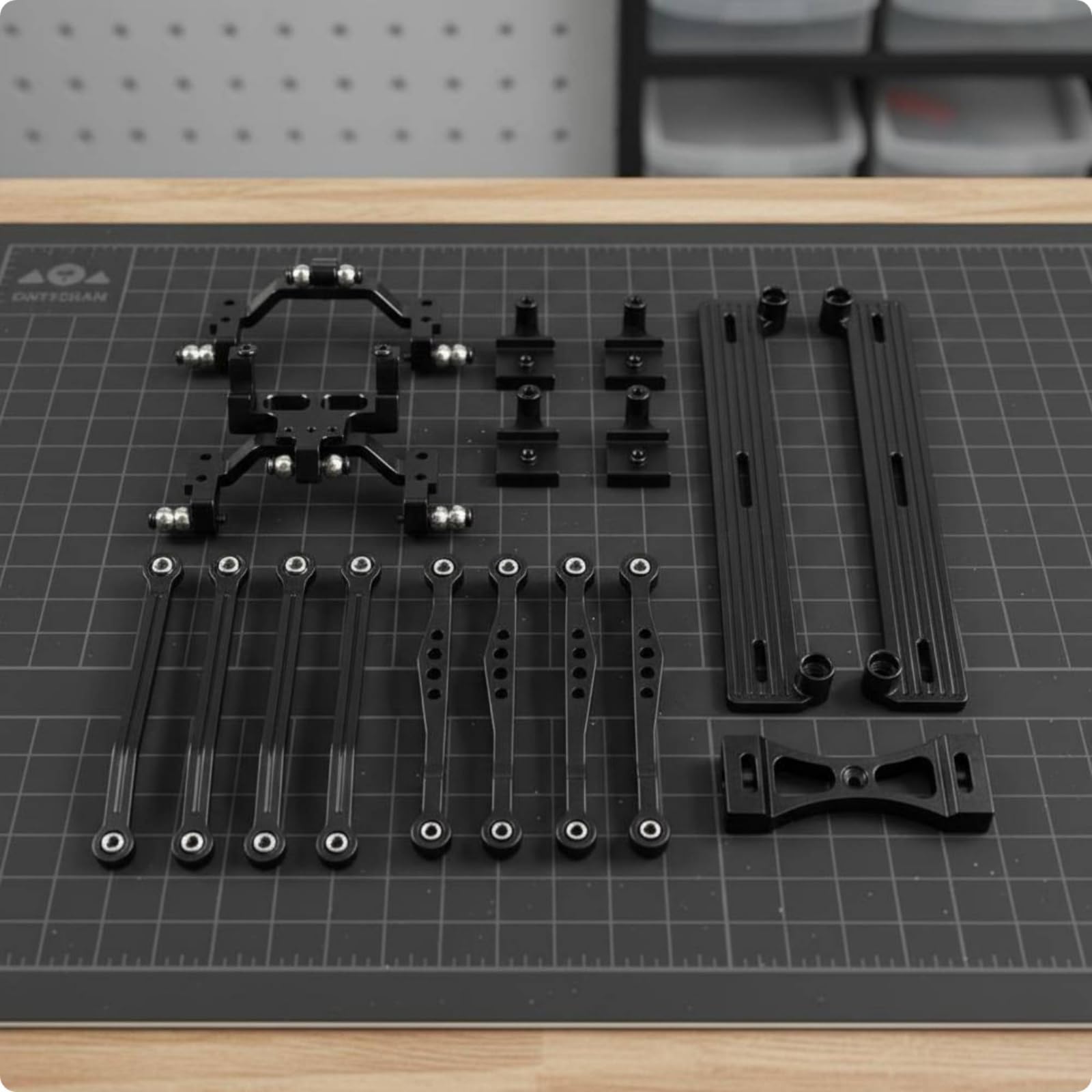 TISHITA Children Play Vehicle Kit Sterzo Collegamento Auto RC Pezzi Modello 1/16 Accessori Lega per Collegamenti Telaio Tiranti Lunghi Corti Supporti Barra, Nero