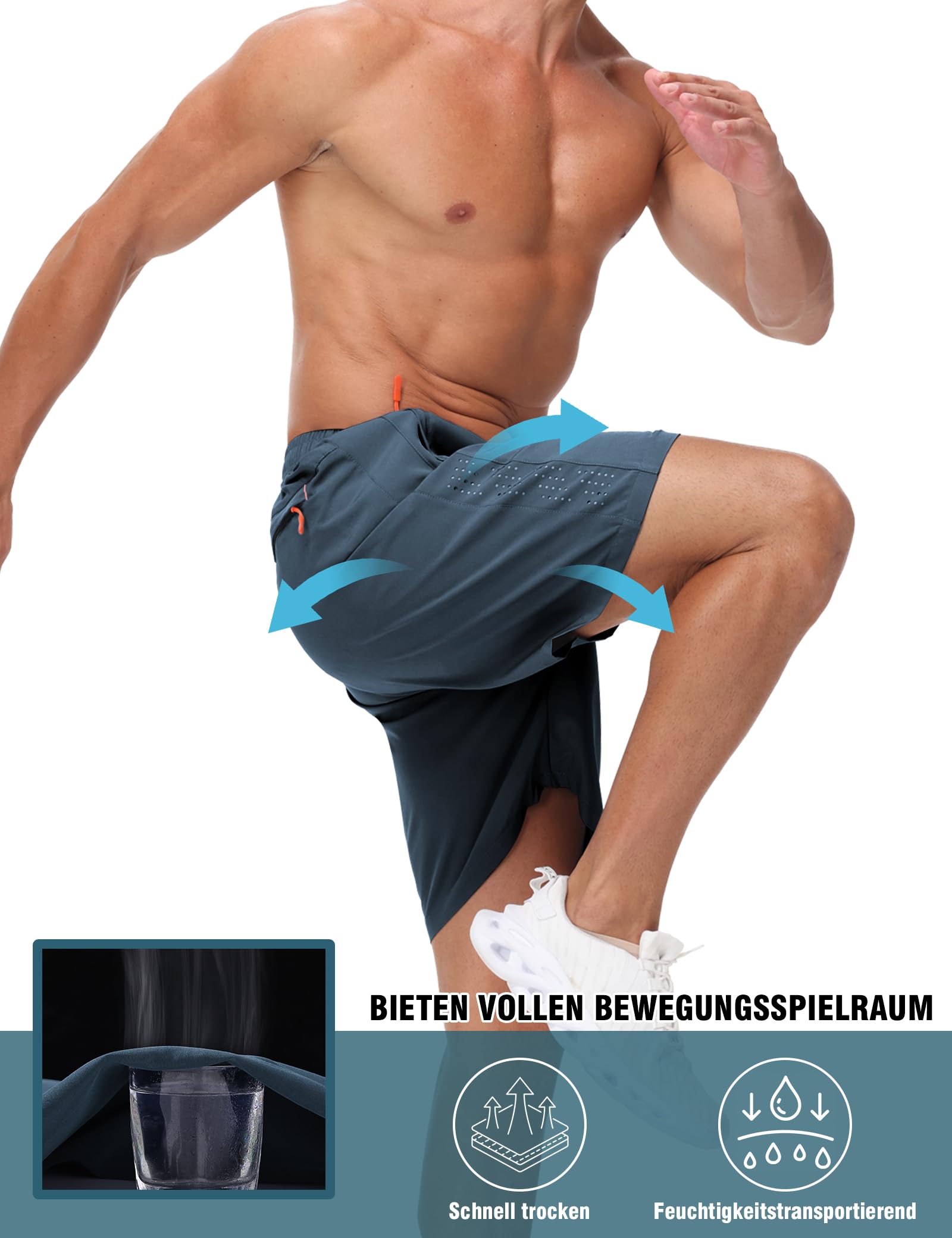 Short De Sport Homme Lot De 2 Séchage Rapide Course d'Entraînement Court Pantalon Fitness Gym Short avec Poches Zippées - 4