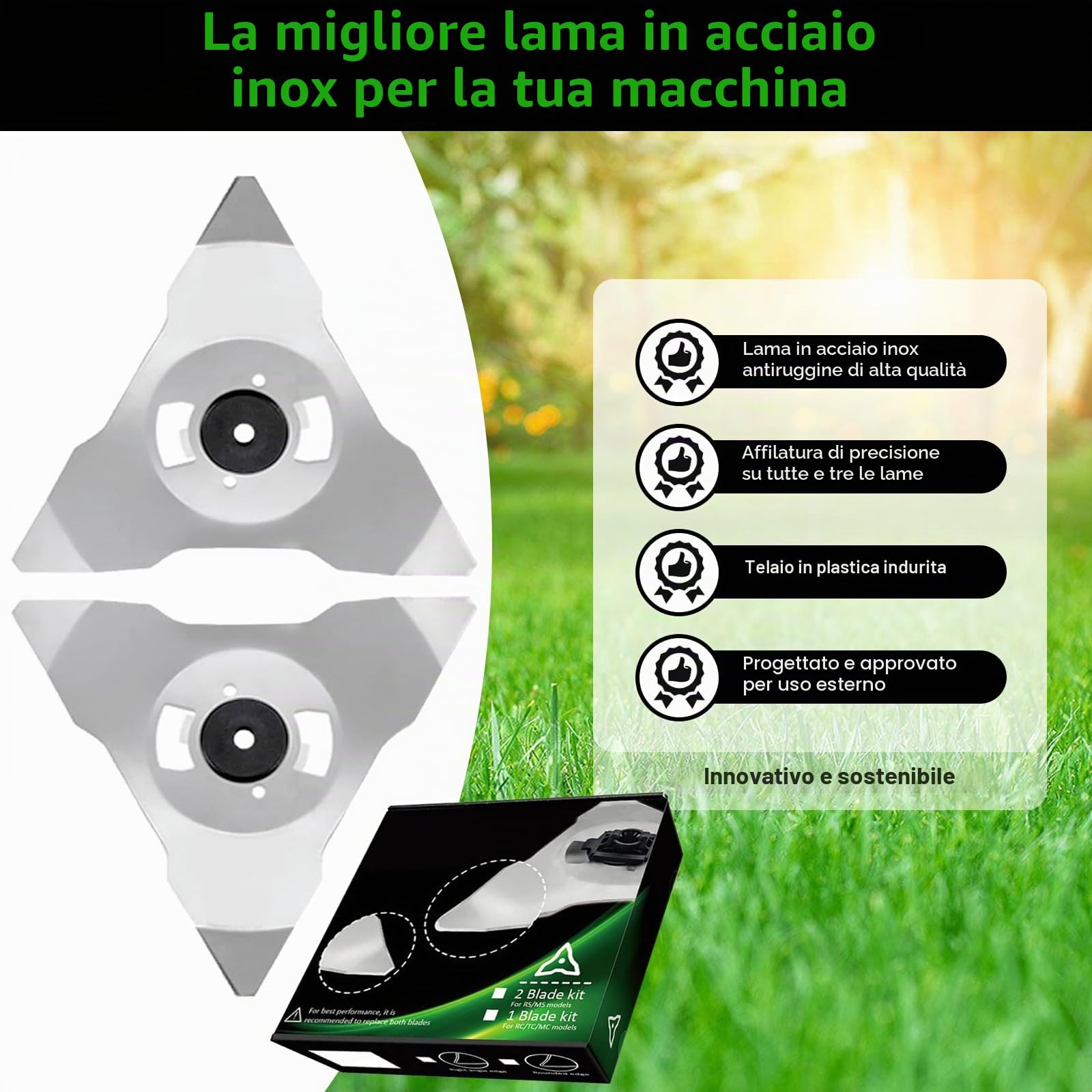 JAOGAUS 2 Lame di Ricambio per Robot Rasaerba Robomow | 2 Coltelli di Ricambio per Robot Rasaerba Robomow Serie RS MS RC (Acciaio Inossidabile)