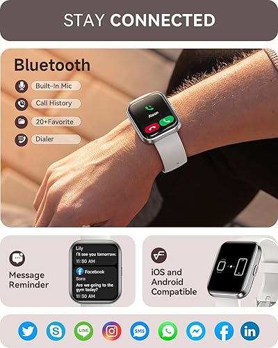 Miniatura 5 de aeac Paquete de 2 relojes inteligentes (negro + blanco) reloj inteligente 2024 para hombres y mujeres