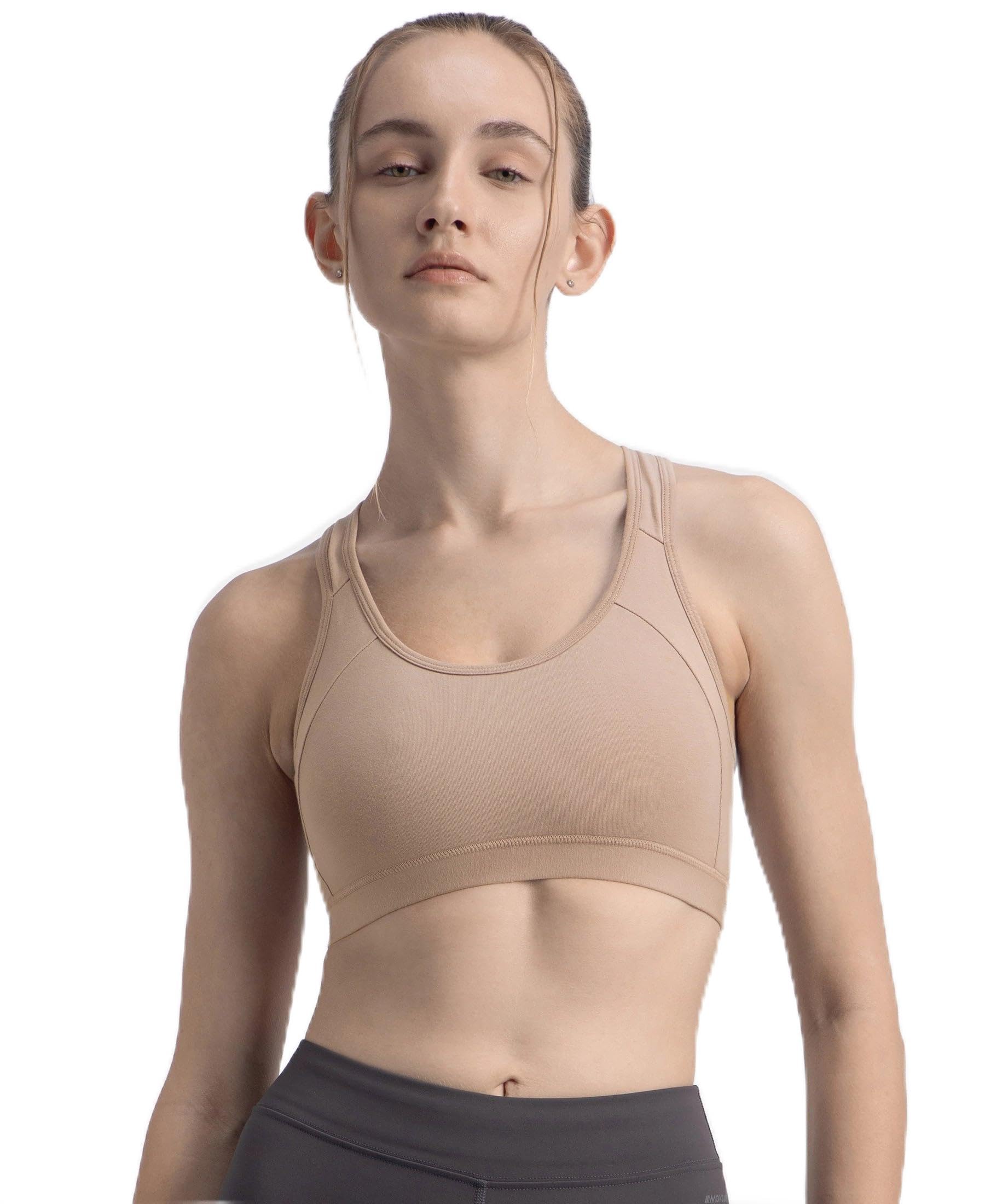 jockey 1380 Women's Wirefree Padded Super Combed Cotton Elastane Stretch Full Coverage Racerback Styling Active Bra with StayFresh and Moisture Move Treatment_Mocha_XL-picture-38