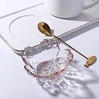 Vista 6 de Leadigol 2 platos de condimentos, pequeños platos de vidrio con flores rosas, cuencos de salsa de soja, cuenco decorativo con forma de flor