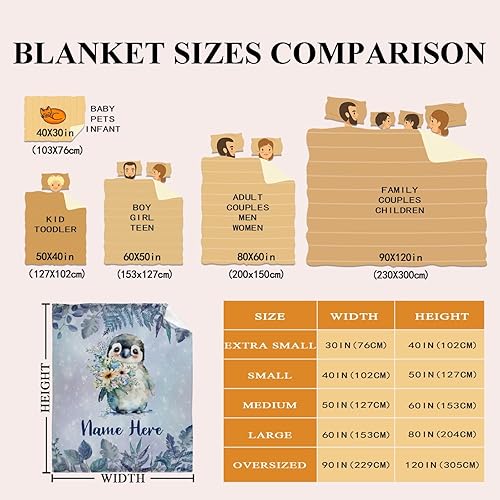 Miniatura 36 de Manta personalizada con diseño de jirafa y elefante, manta de franela suave, acogedora y ligera con nombre para sofá, cama, sofá, regalo, unisex