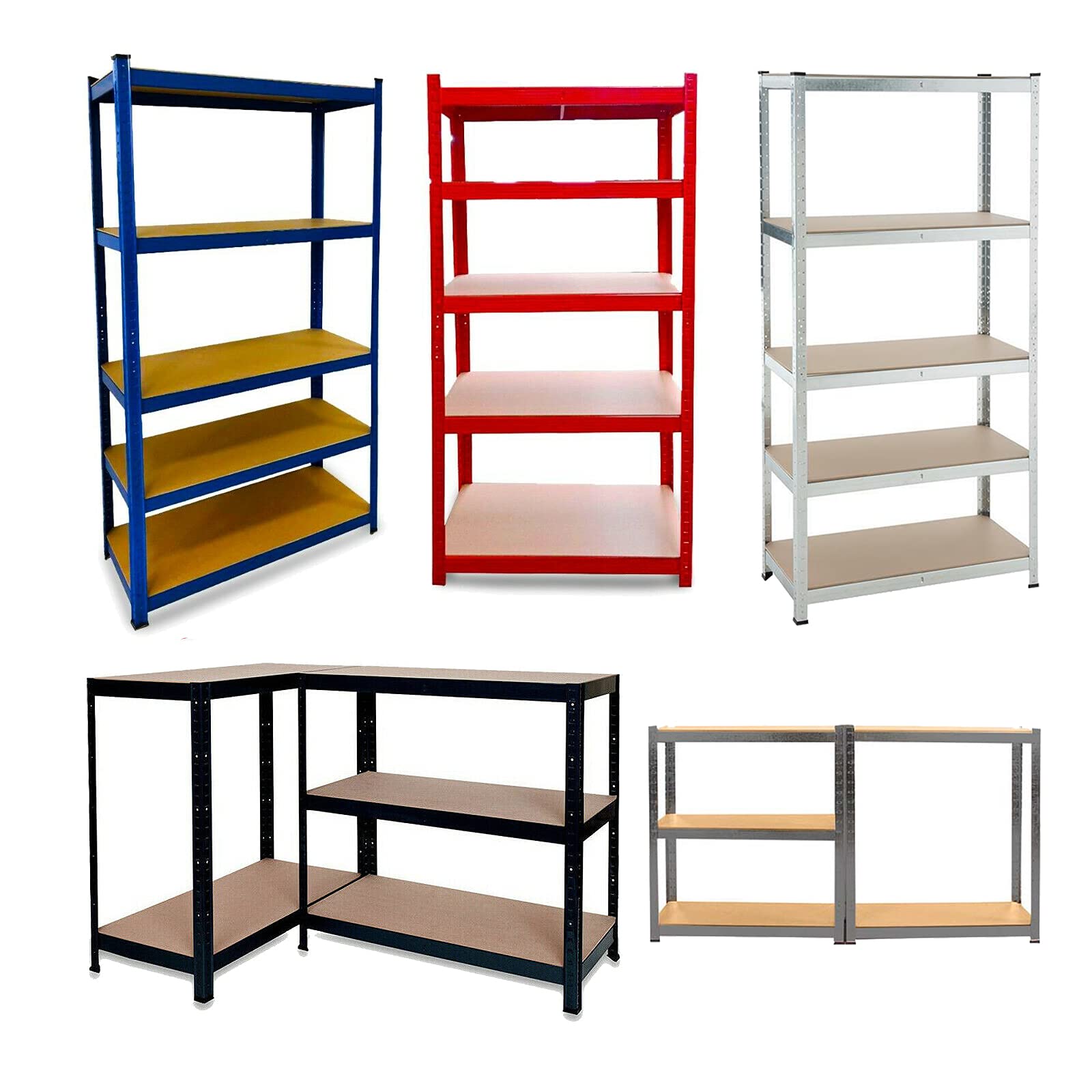 Robustes 5-stöckiges Steckregal aus Stahl, 175 kg Kapazität pro Regal, 875 kg Gesamtbelastung, stabiles Metallregal für Garage, Lager und Heimorganisation