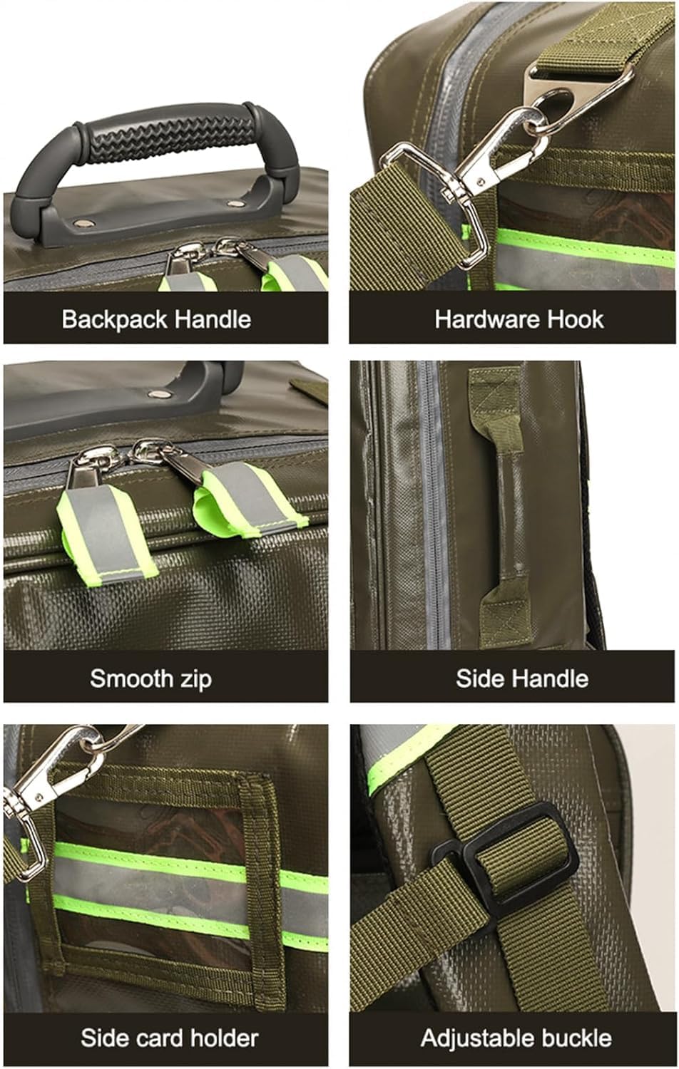 Emergency Bag First Aid Backpack Empty, Community Nurse Bag with Detachable Dividers for Home Care,Emergency Event, for Nursing Student,Therapist,Doctors(Green)