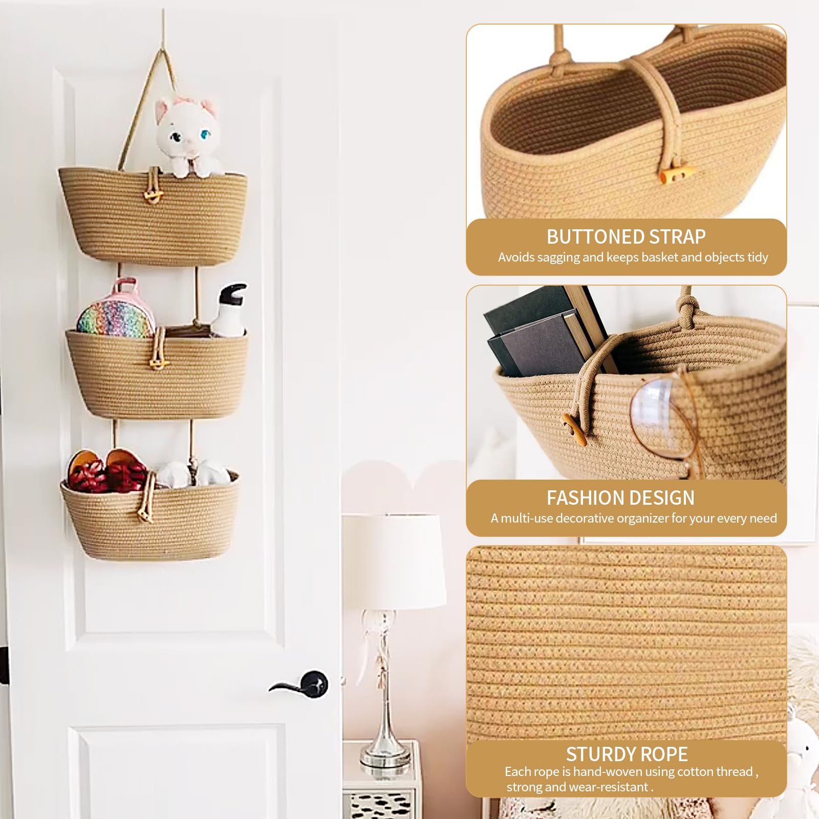 Hangmand voor de deur, 3 verdiepingen, wandorganizer