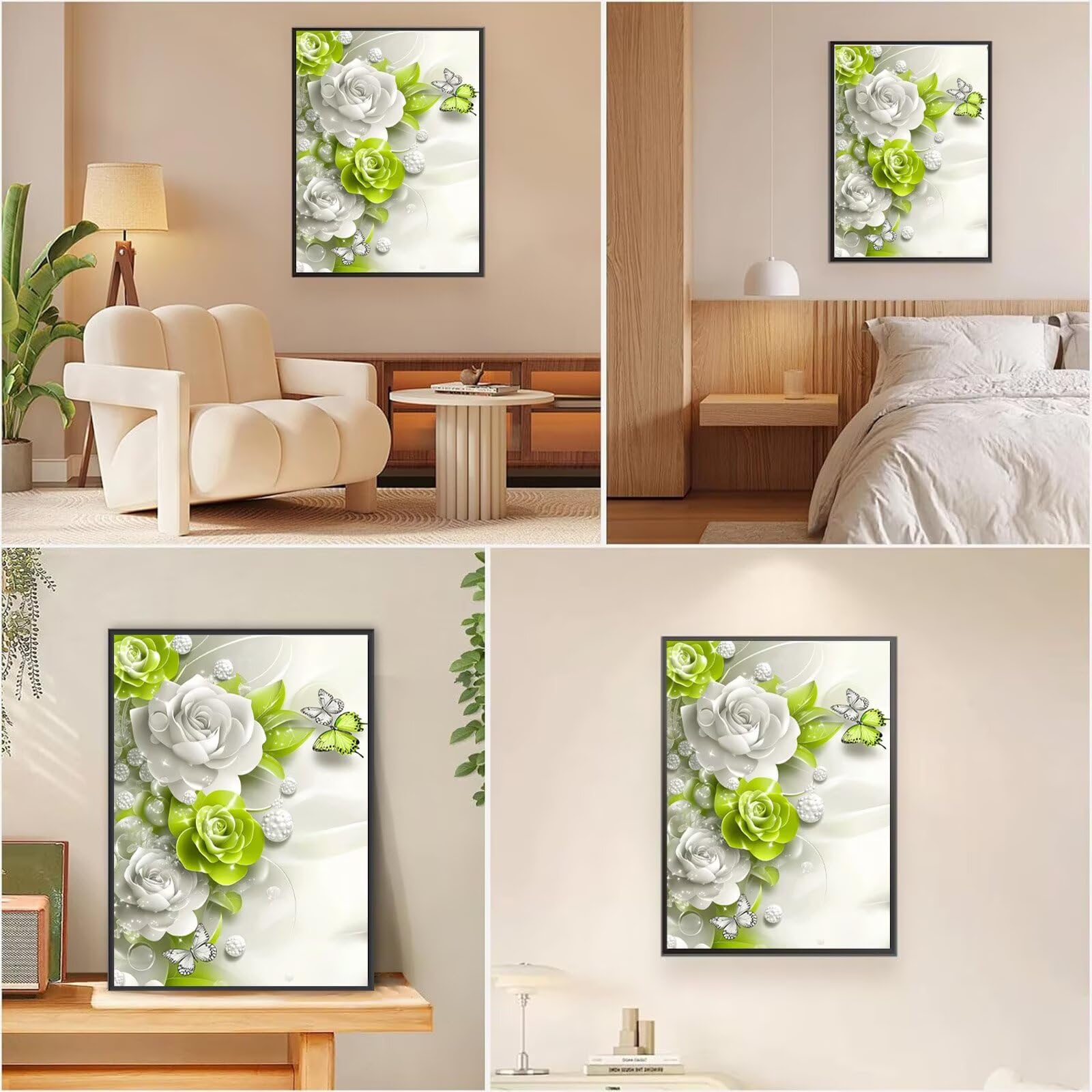 5D Bianco Diamond Painting Farfalla Diamond Painting Kit Completo, Fai Da Te Passatempo per Adulti Hobby Creativi Adulti Kit, Strass Diamantini Crystal Art per Decorazione Casa 90x120cm, Model975