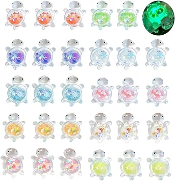 30PCS Mini Turtles,Mini Animals Tiny Resin Animalses Glittering Star Turtles With Sparkle Flakes Tiny Sea Animals, for Birthday Party Home Garden DIY Aquarium Dollhouse Potted