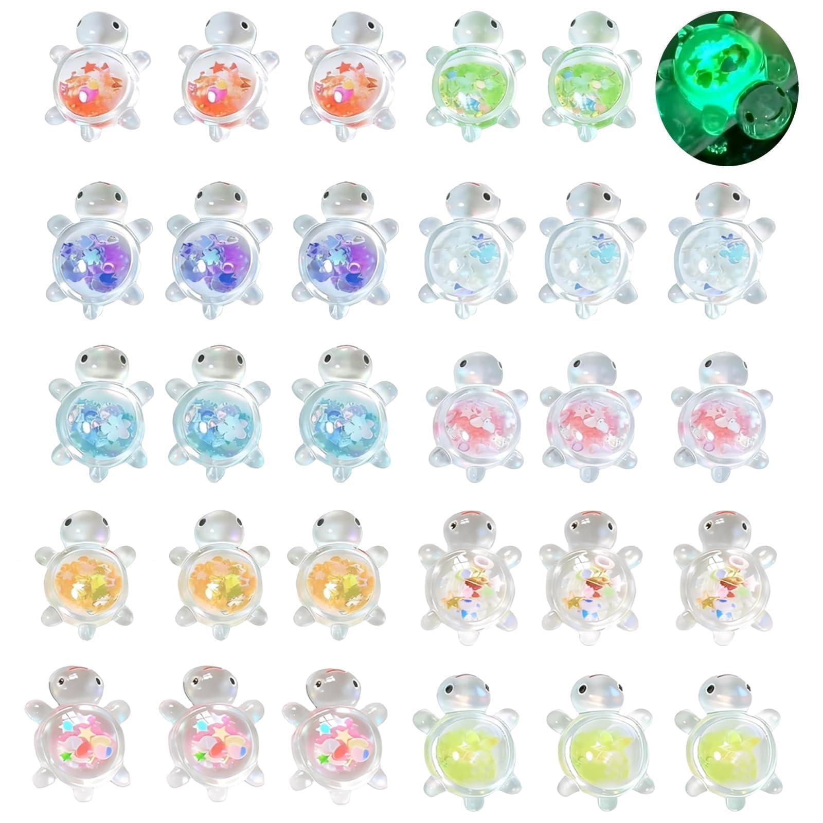 nuneoeuo 30PCS Mini Turtles,Mini Animals Tiny Resin Animalses Glittering Star Turtles With Sparkle Flakes Tiny Sea Animals, for Birthday Party Home Garden DIY Aquarium Dollhouse Potted