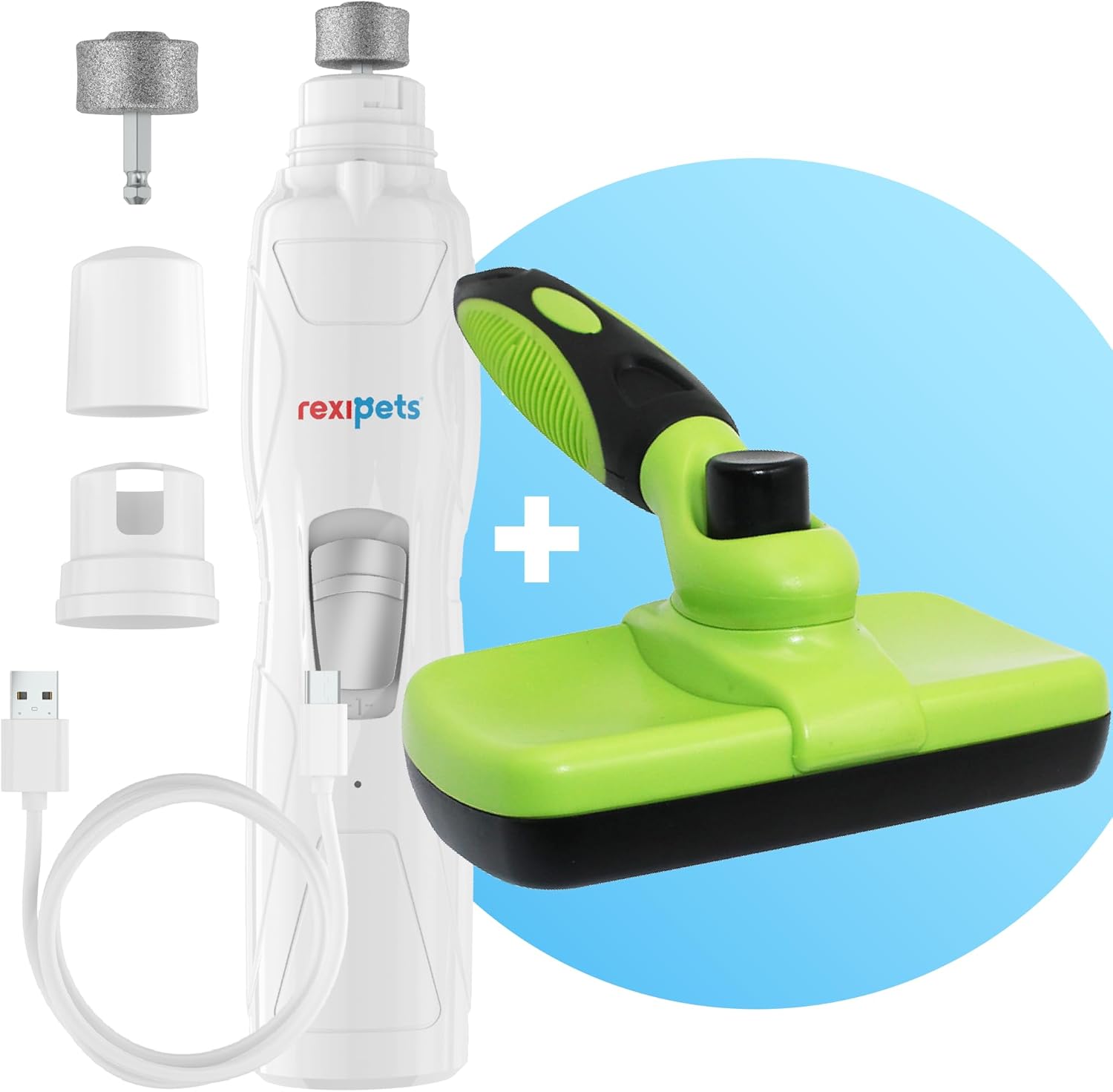 REXIPETS Cat and Dog Nail Grinder Easy Self Cleaning Slicker Brush