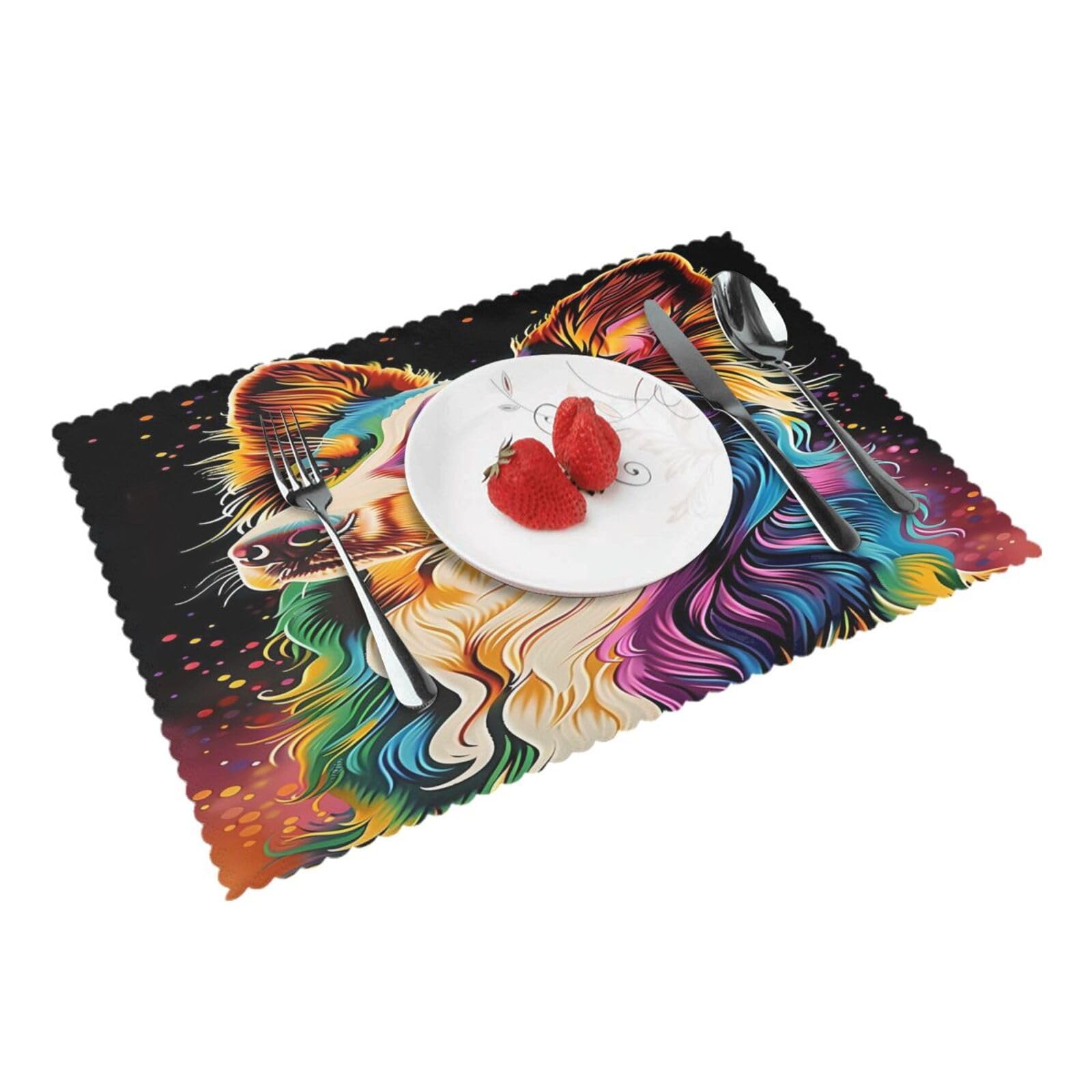 Colorful Border Collie Dog Placemats Set of 4 Print Table Mats Place Mats Table Decor for Kitchen Dining 12X18 in