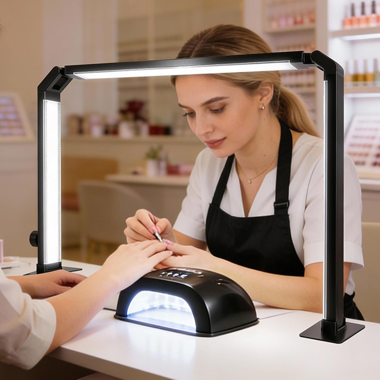 Desk Lamp for Nails, Dual Lighting Mode LED Table Lamp,Foldable LED Nail Desk Light, Shadow-Free Arch Nail Tech Light for Manicure Salon, 3 Color Modes, Stepless Brightness, Black