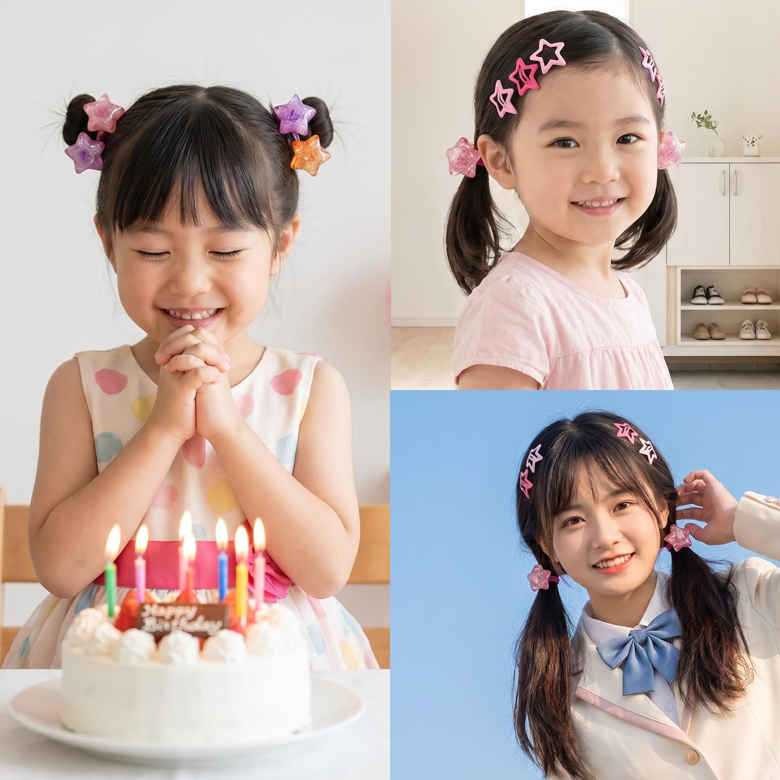 ❁キラキラ星2❁ ベビーヘアピン　ベビーヘアクリップ　ベビーヘアゴム Amazon | Lamiishop ヘアゴム 髪ゴム 子供 星型 2個 キラキラ おしゃれ