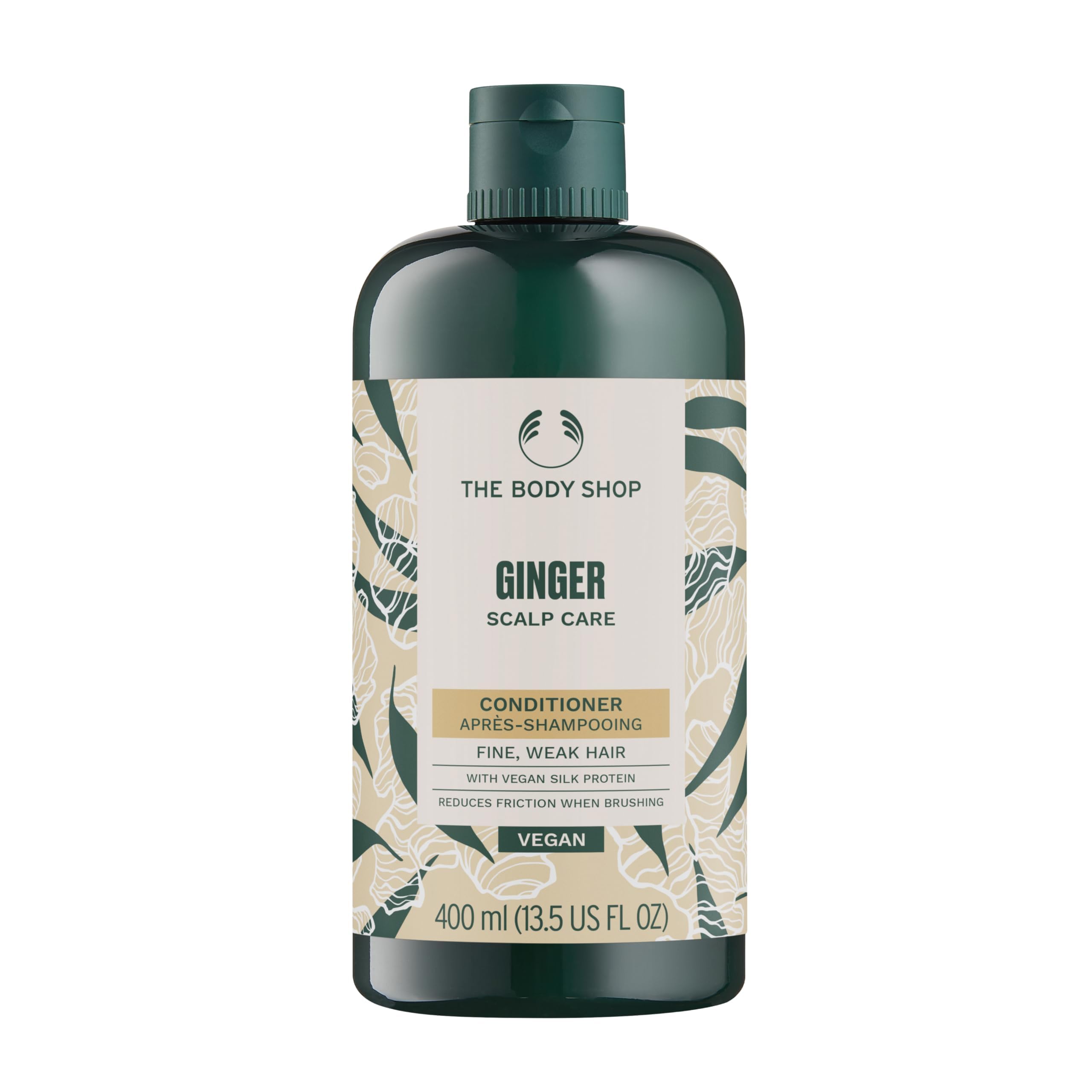 The Body Shop Après-shampoing au gingembre pour cheveux fins et faibles, avec protéines de soie, réduit la friction lors du brossage, végétalien, 400 ml
