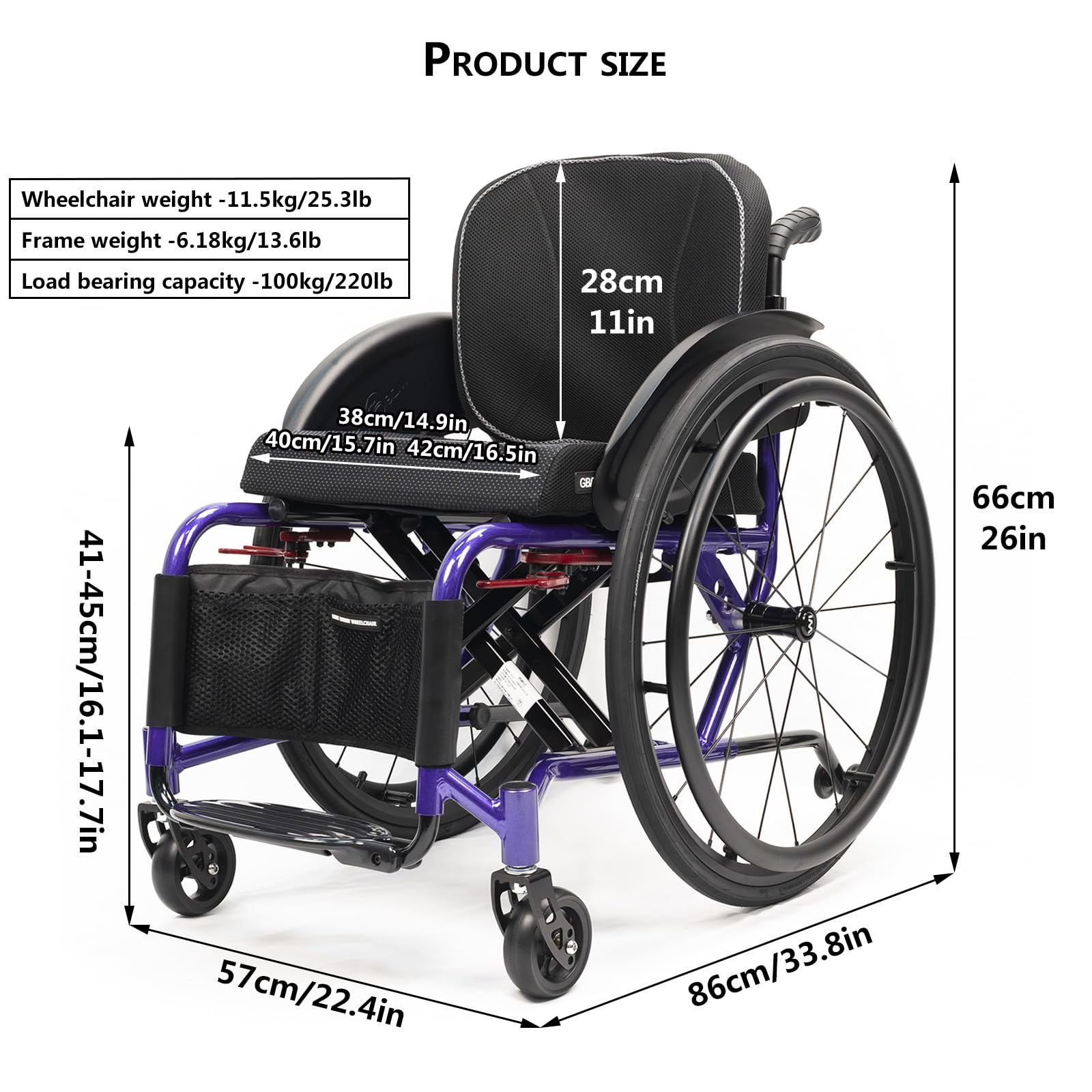 Sillas De Ruedas Deportivas Y De Ocio Para Adultos,silla De Ruedas De Transporte,silla De Ruedas Deportiva Ultraligera Plegable Todo Terreno,silla De Ruedas Manual Portátil De Aleación De Aluminio(Sea
