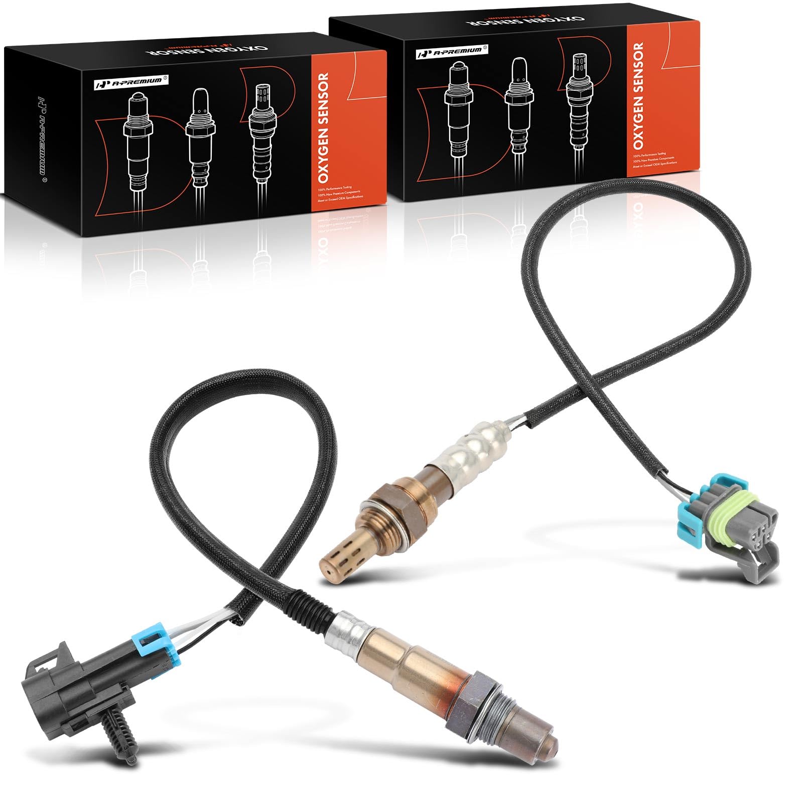 A-Premium Upstream and Downstream Heated O2 Oxygen Sensor Compatible with Chevy, GMC, Saturn, Pontiac Vehicles-Malibu Equinox Captiva Sport Terrain Solstice Aura Vue Sky G6, 2.4L, 2-PC Set, B1S1 B1S2