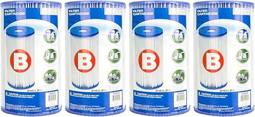 Intex 29005E Type B Pool Filter Cartridge Filter Pumps  Easy-to-Clean  Dacron Paper  Efficient Filtration  4 Pack