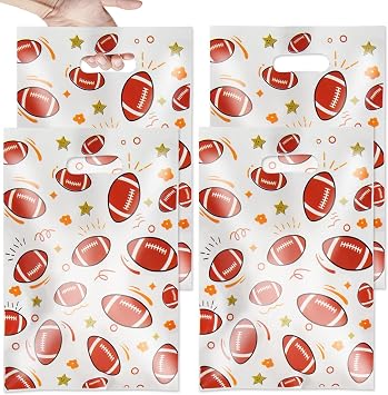 SUNAI 30Pack Football Goodie Bags - 6.7 * 9.8 Inch Party Favors Snack Treat Bag For Football Birthday Party Decorations, Supplies
