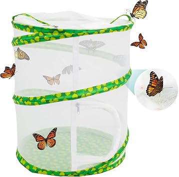 Butterfly Habitat Mesh Cage,12" x 14" Tall Pop-up Breathable Insect Bug Net Cage