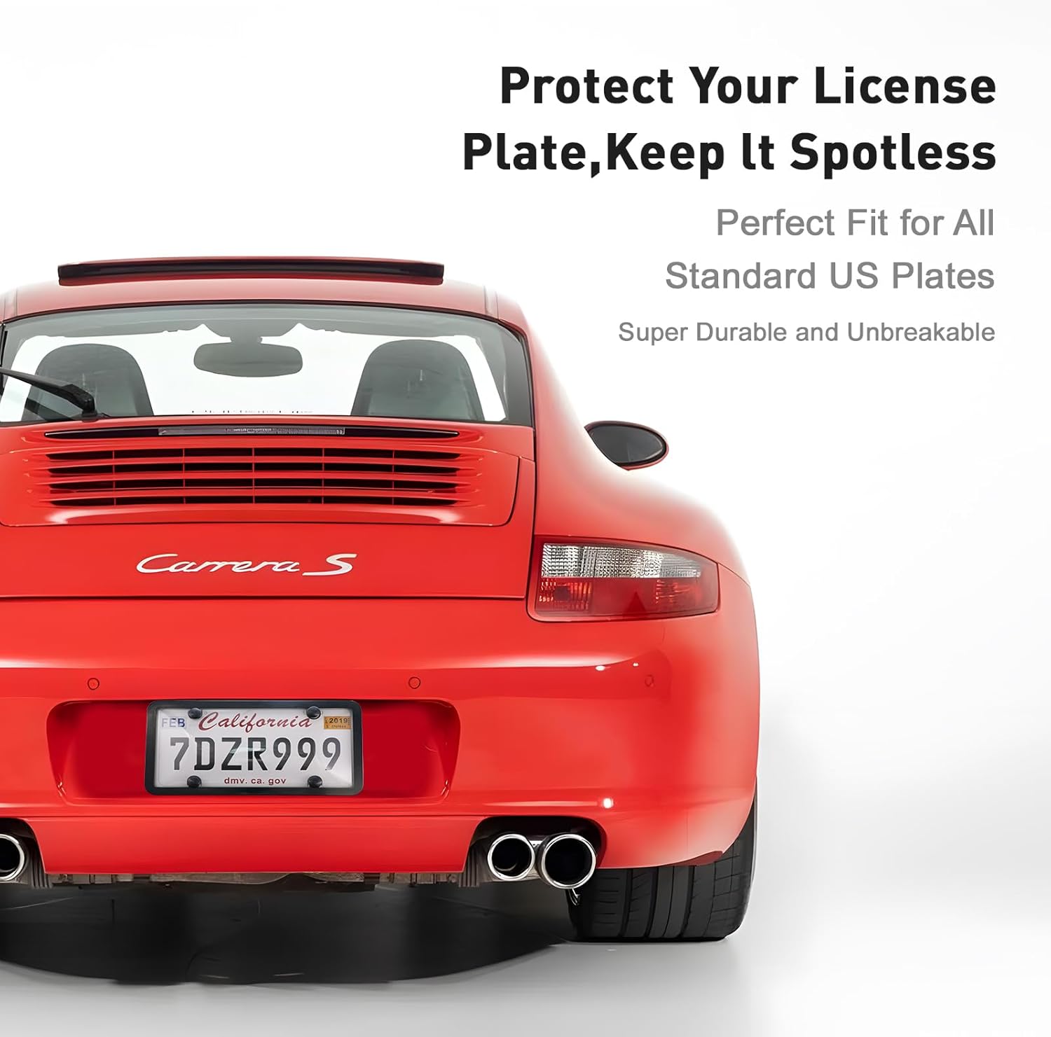 Transparent License Plate Cover and Frames, 2Pack Grey Clear Front and Rear License Plate Holder with Screws & Caps, Unbreakable Car Licence Plate Frame, Universal Fit for Most US Plates - Image 2