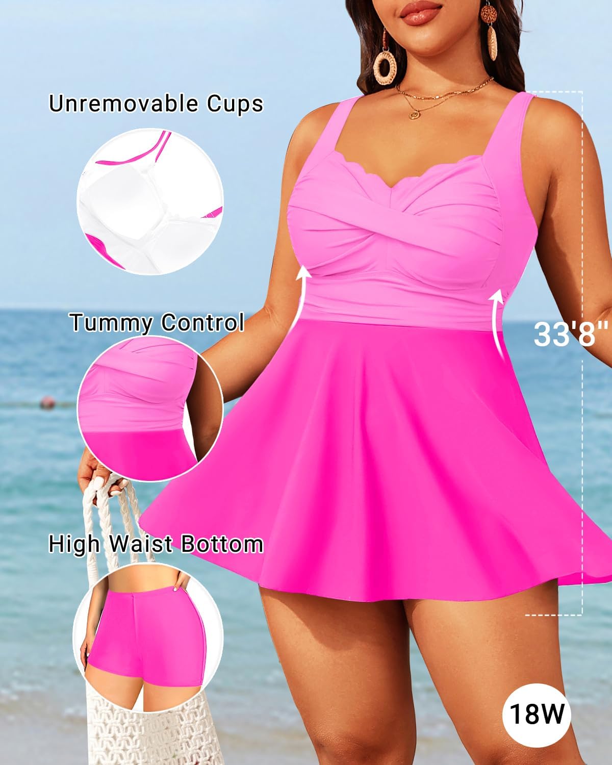 Aqua Eve Plus Size Swim Dress - Two Piece Tankini Tummy Control Bathing Suit with Shorts 2025 Swimsuit - Image 5