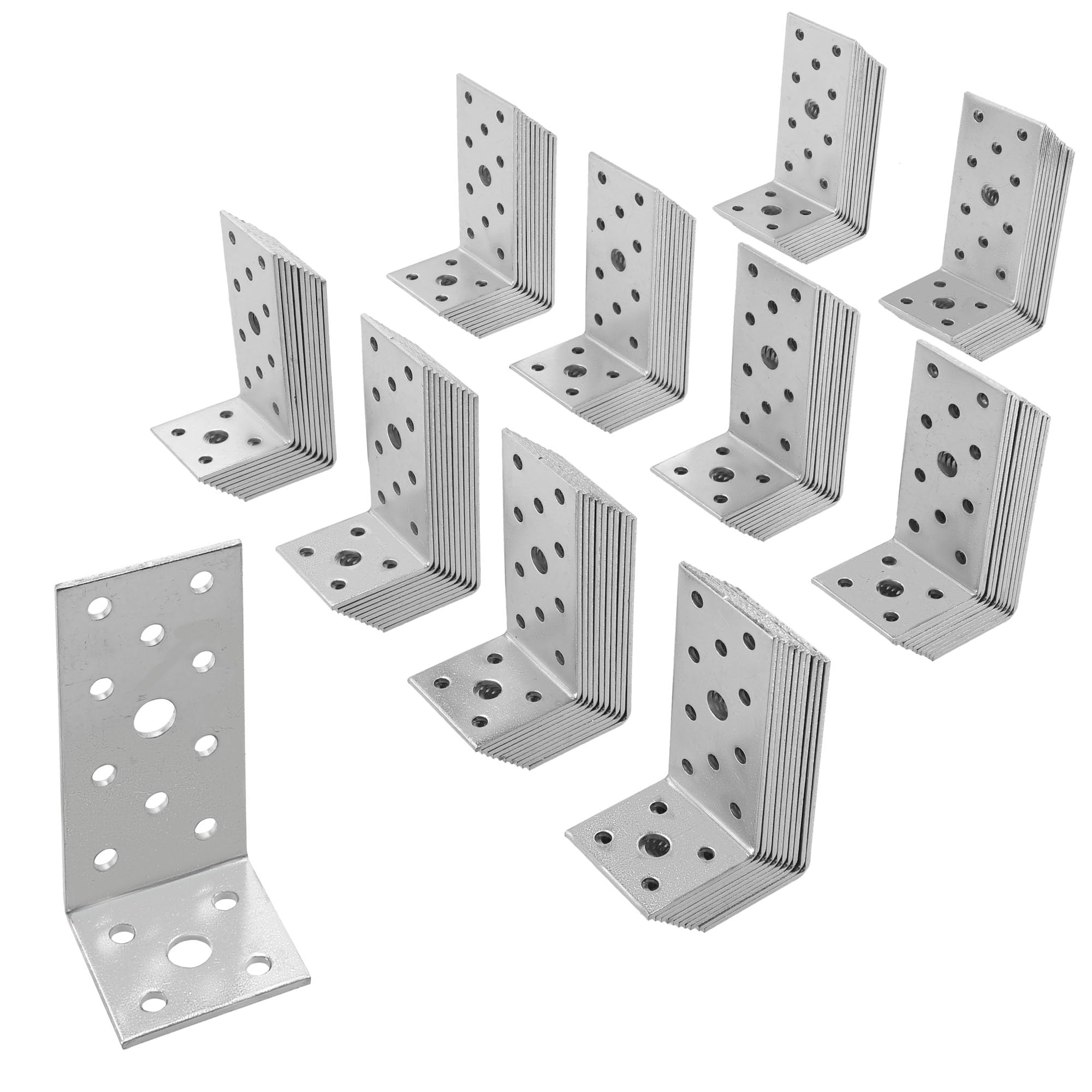 KOTARBAU® 100er Set Winkelverbinder 40 x 80 x 40 Stahl Bauwinkel Lochplattenwinkel Möbelverbinder Verzinkt Schwerlast Holzverbinder Montagewinkel Stuhlwinkel