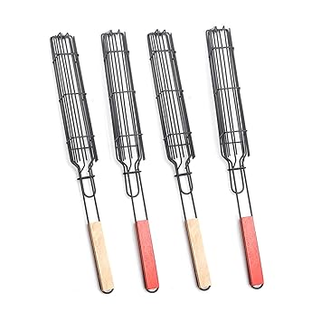 Decdeal Grilling Basket Kabob Skewers Non-Stick Kabob Grilling Baskets - BBQ Grill Fish, Vegetable, Onion, Barbecue Sausage Cage