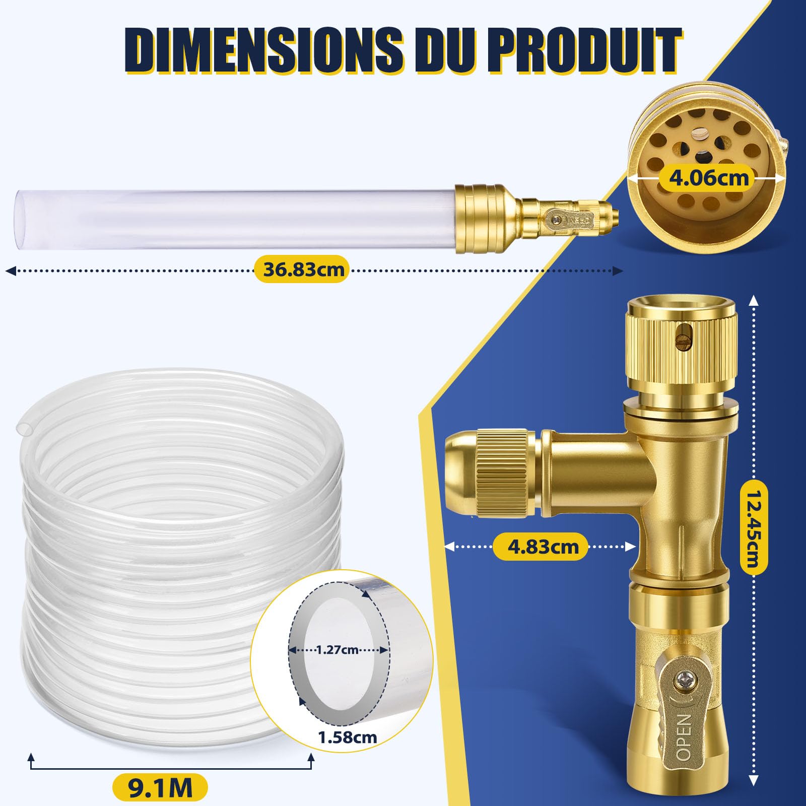 GADFISH Nettoyeur Gravier Aquarium, Rapide Aquarium Changeur l'eau avec Tuyau en PVC de 9m, Nettoyeur de Gravier à Siphon pour Aquarium