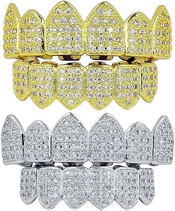 Amazon.com: Lysee Body Jewelry - 2 Pairs Luxury Zircon Hip Hop Teeth